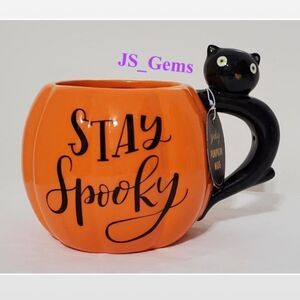 New ECCOLO Mug Coffee Orange Pumpkin Black Cat Home Halloween NWT